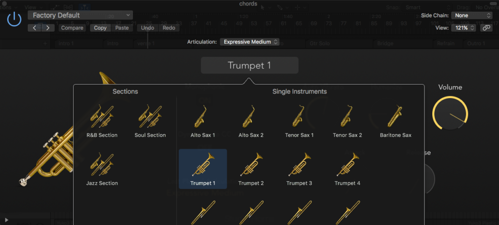 Studio Horns Instrument Selection