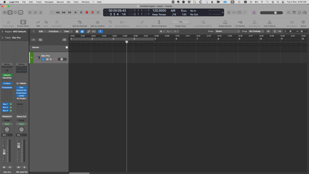 Logic Pro 10.7 Main Window